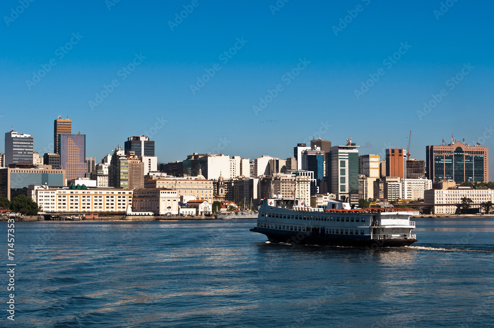Fototapeta premium Rio de Janeiro Downtown Skyline with Ferry Crossing