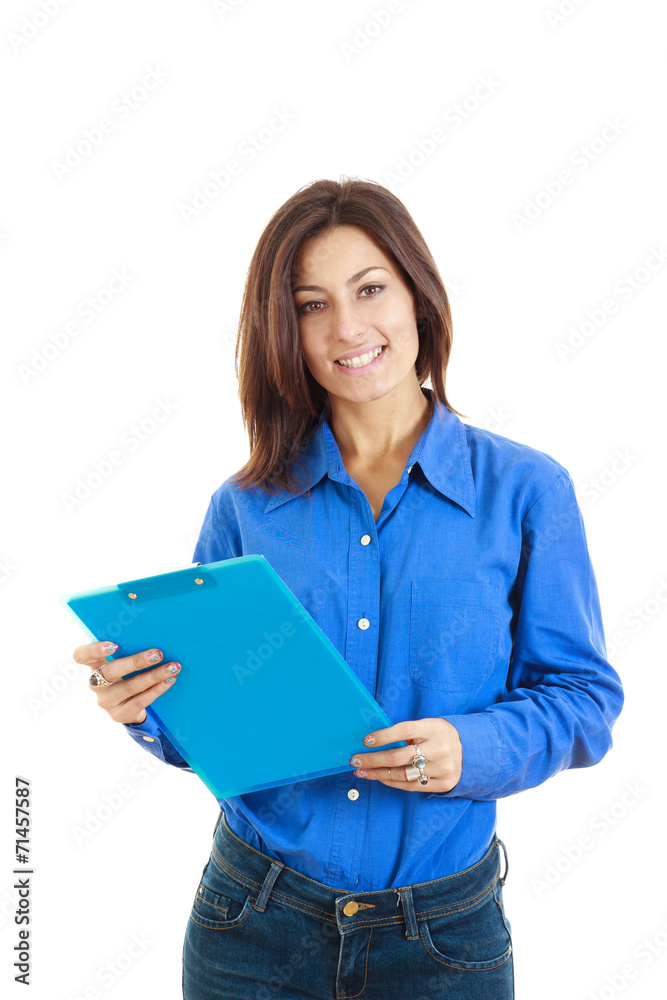 smiling pensive college girl or woman with textbook smiling pensive college girl or woman with textbook