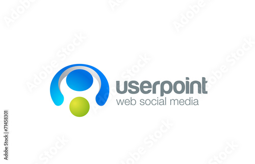 Circle Web Digital Man Logo design vector