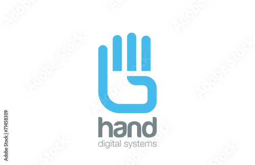 Hand Logo design vector. Digital Creative touch Logotype