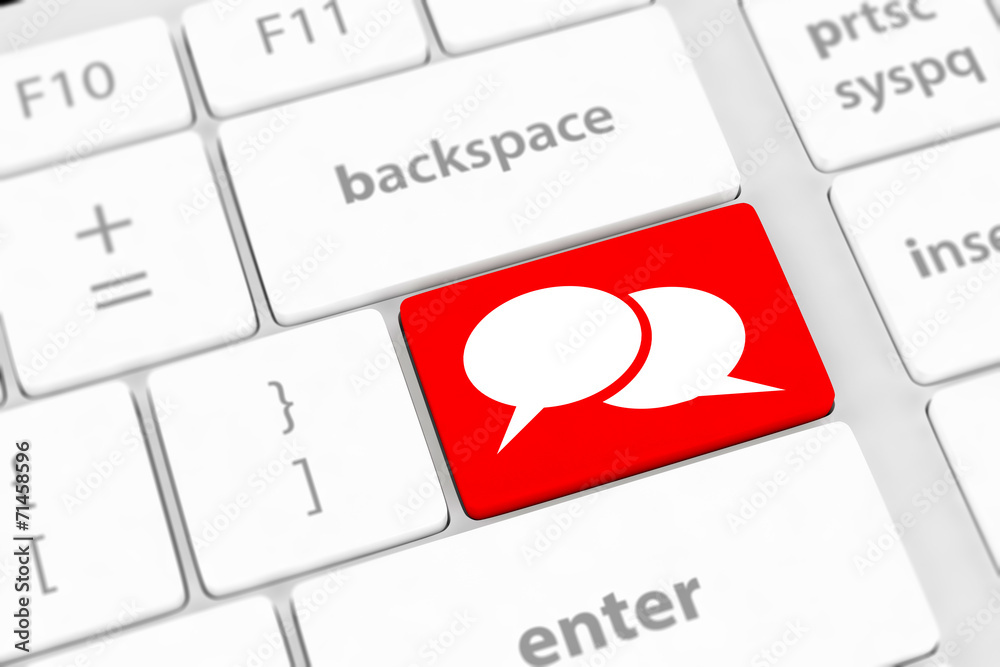 Social media key with two speech bubble sign on the keyboard Social media key with two speech bubble sign on the keyboard
