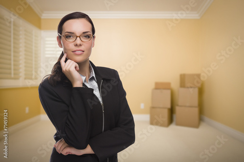 Mixed Race Woman in Empty R...