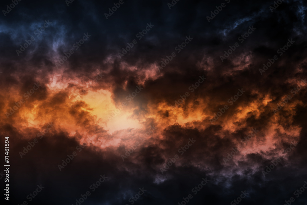 Dark colorful stormy cloudy sky background photo