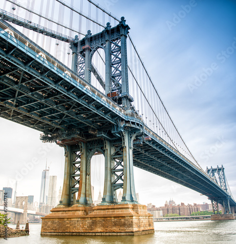 View of Manhattan Bridge on a overcast spring day - New York Cit © jovannig