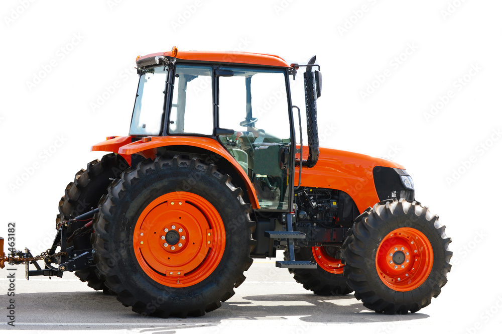 Obraz premium Red tractor on white background