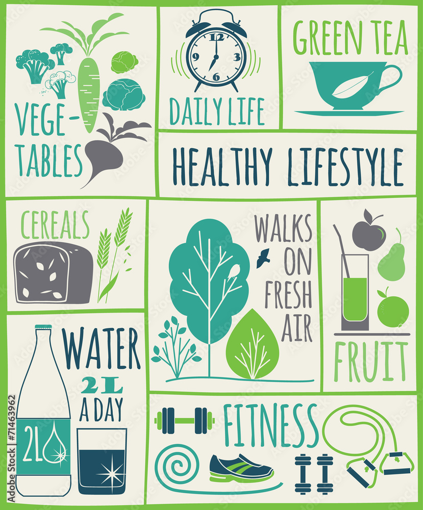 Healthy lifestyle Icons set