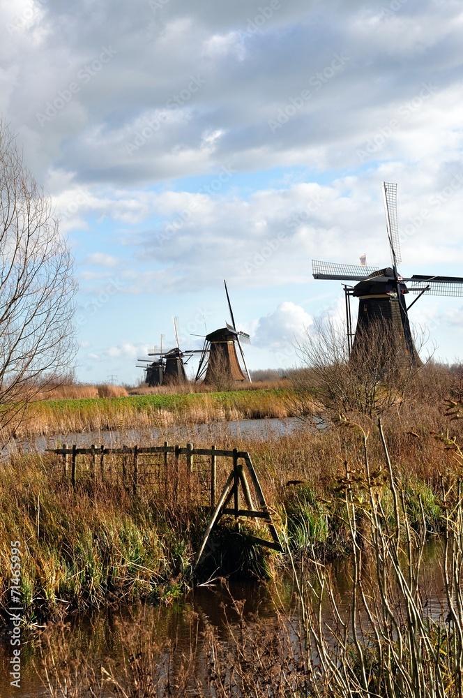 The World Heritage Kinderdijk windmills at the Netherlands