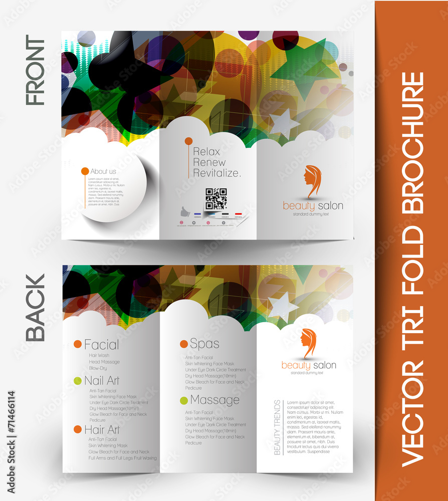 Tri-fold Brochure Design Element, Vector Illustartion. - obrazy, fototapety, plakaty 