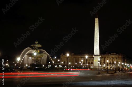 Night view of Place de la Concorde in Paris, France