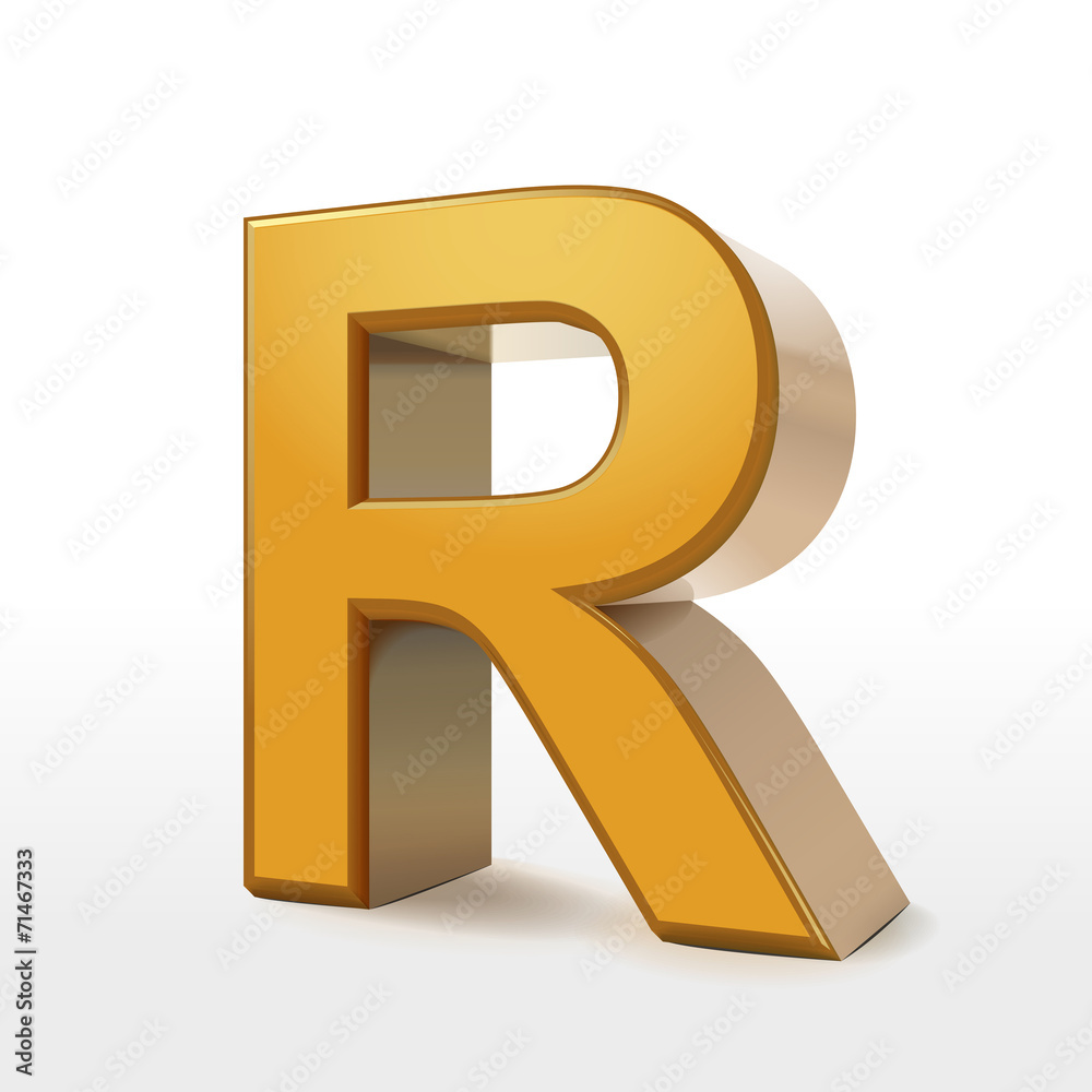 golden 3d alphabet R golden 3d alphabet R