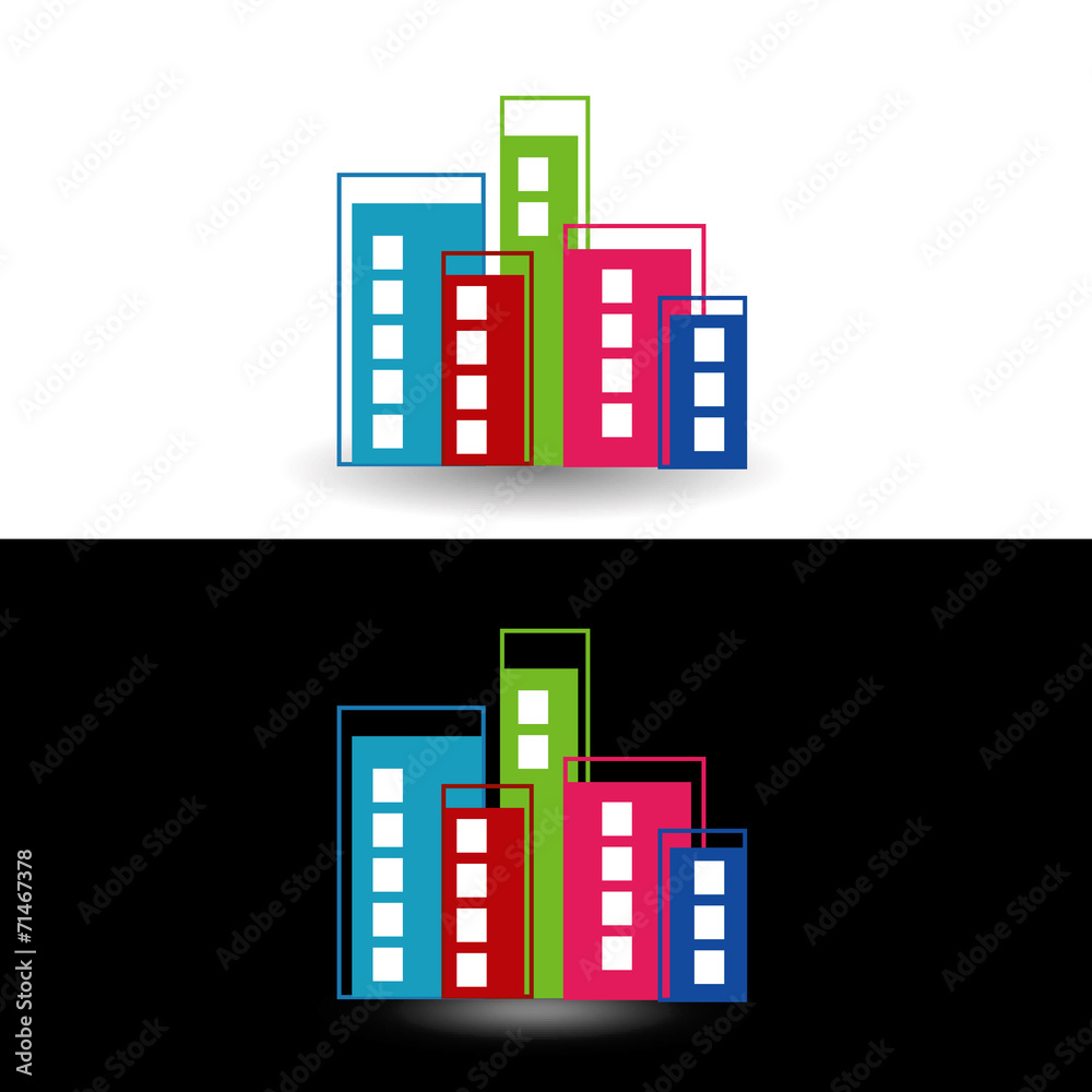 Colorful skyscrapers- logo for property business