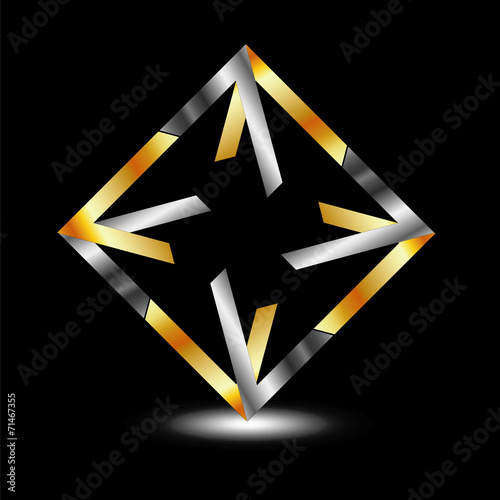 Symmetic square business logo in gold and silver colors