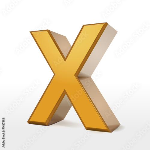golden 3d alphabet X