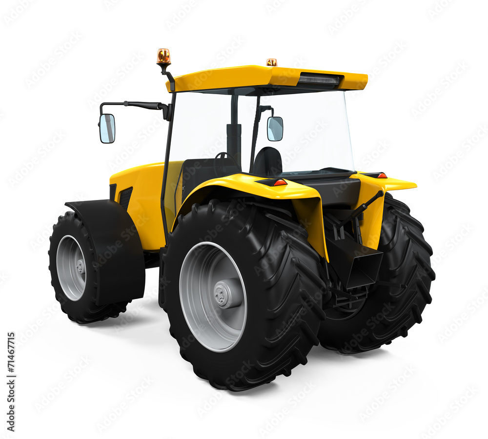 Obraz premium Yellow Tractor Isolated