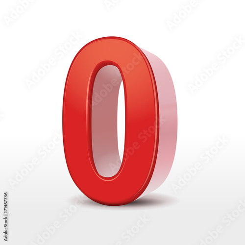 red 3d number 0