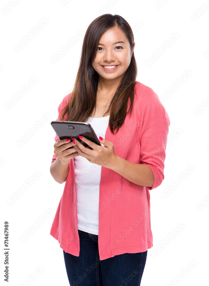 Asian woman use tablet Asian woman use tablet