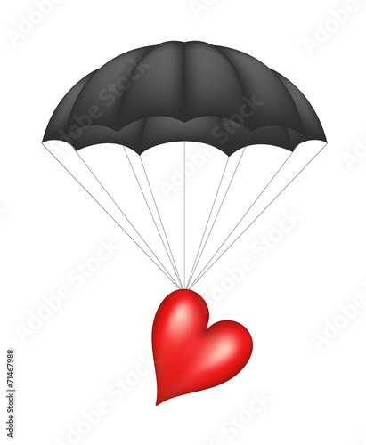 Fototapeta Naklejka Na Ścianę i Meble -  Heart at black parachute