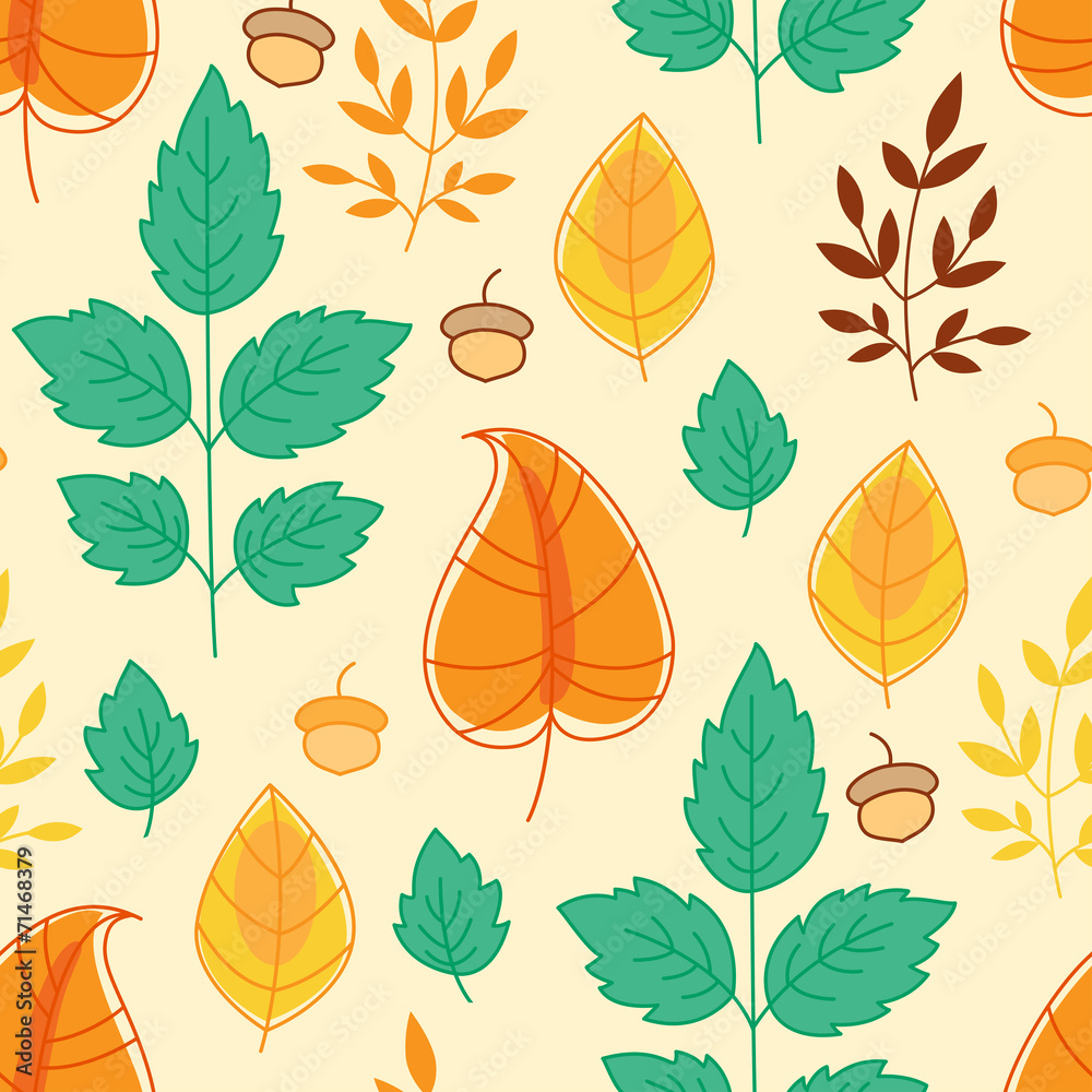 Fototapeta premium Seamless pattern with autumn leaves