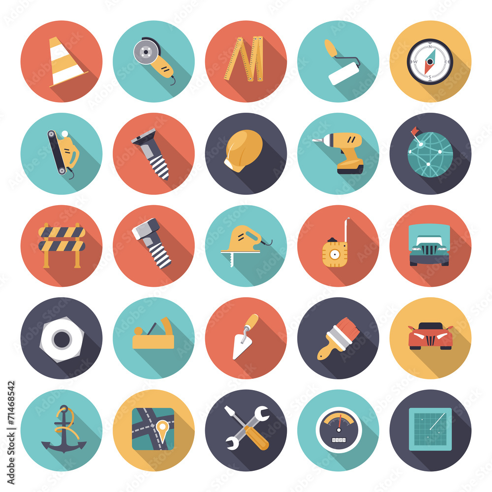 Flat design icons for industrial
