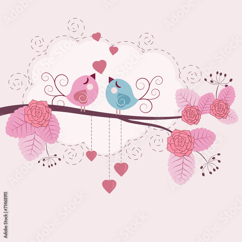 Loving birds - vector background