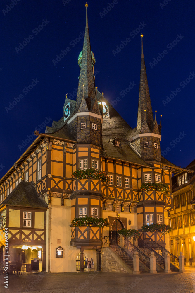 Townhall of Wernigerode by night