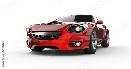 luxury brandless red sport car at white background