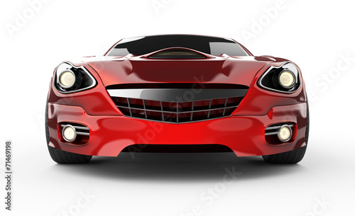 luxury brandless red sport car at white background © videodoctor