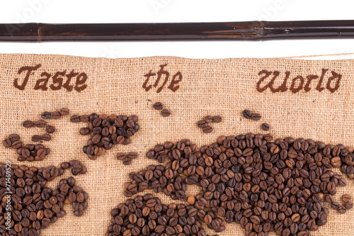 Map fragment of coffee beans.