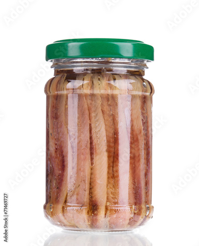 Jar of anchovy fillets.