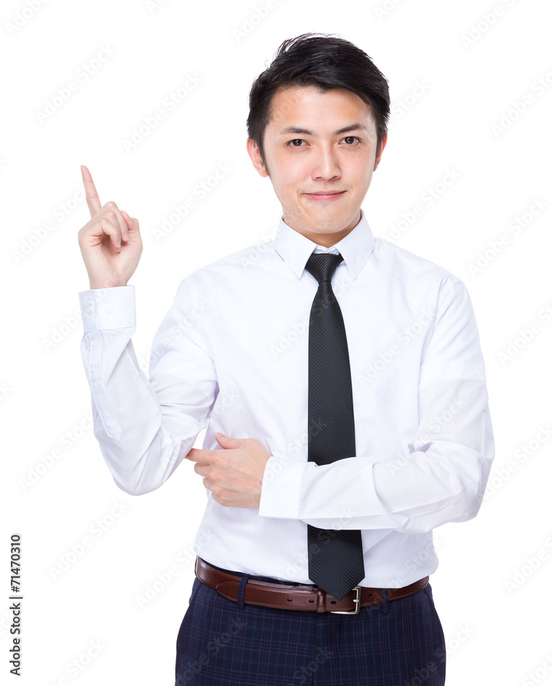 Business man finger point up Business man finger point up