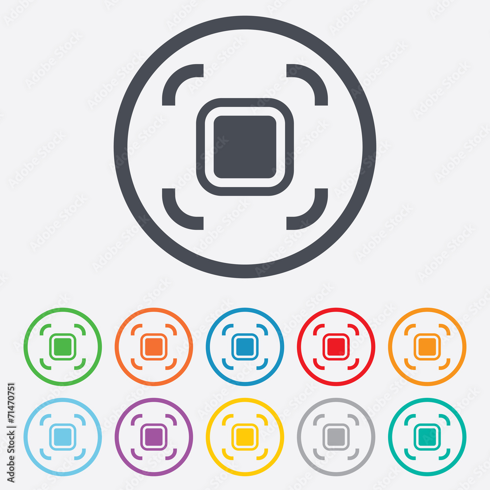 Autofocus zone sign icon. Photo camera settings. Autofocus zone sign icon. Photo camera settings.