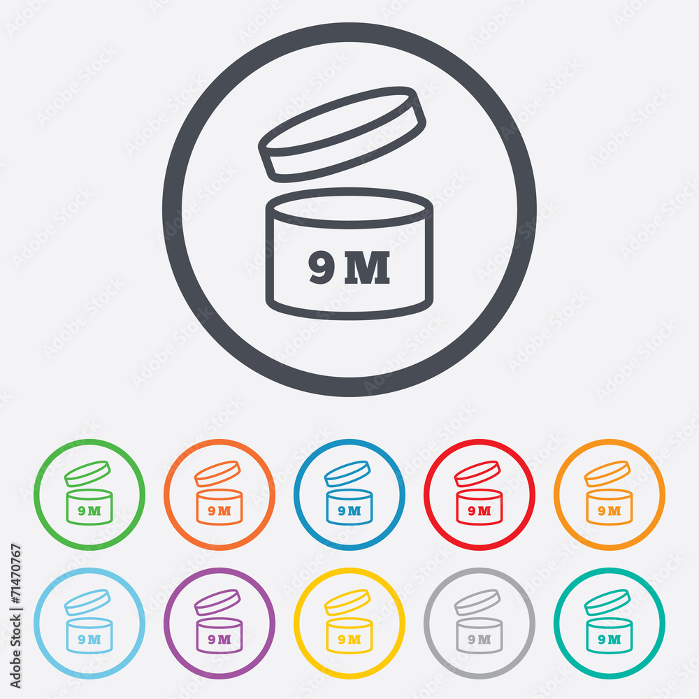 After opening use 9 months sign icon. After opening use 9 months sign icon.