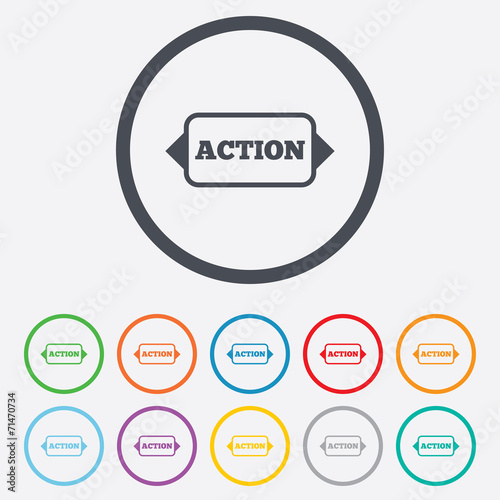 Action sign icon. Motivation button with arrow. © blankstock