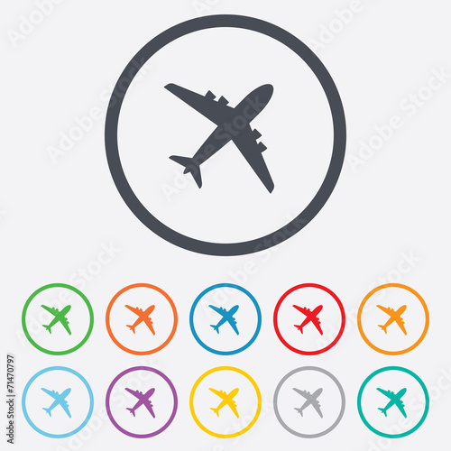 Airplane sign. Plane symbol. Travel icon.
