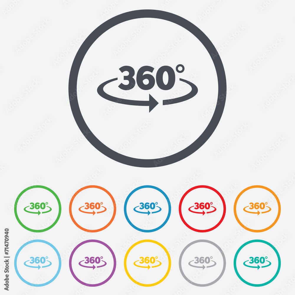 Angle 360 degrees sign icon. Geometry math symbol