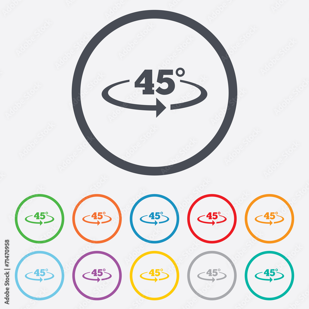 Angle 45 degrees sign icon. Geometry math symbol Angle 45 degrees sign icon. Geometry math symbol