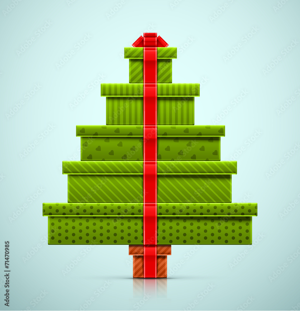 Christmas Tree of Gifts - obrazy, fototapety, plakaty 
