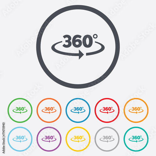 Angle 360 degrees sign icon. Geometry math symbol
