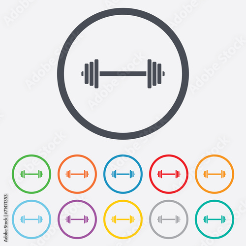 Barbell sign icon. Muscle lifting symbol.