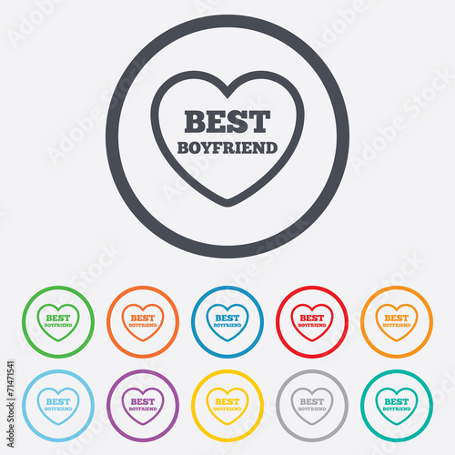 Best boyfriend sign icon. Heart love symbol.