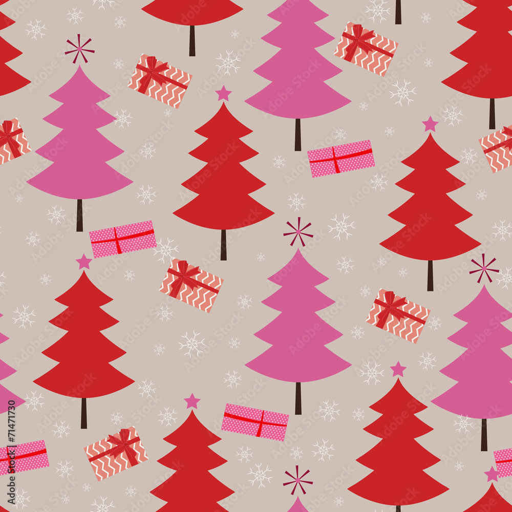 Winter fairytale forest - vector seamless pattern