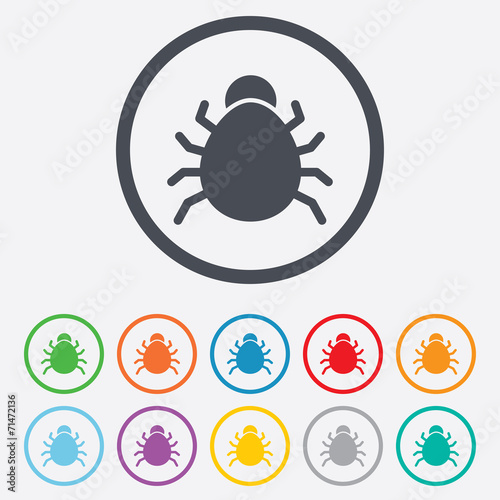 Bug sign icon. Virus symbol. Software bug error