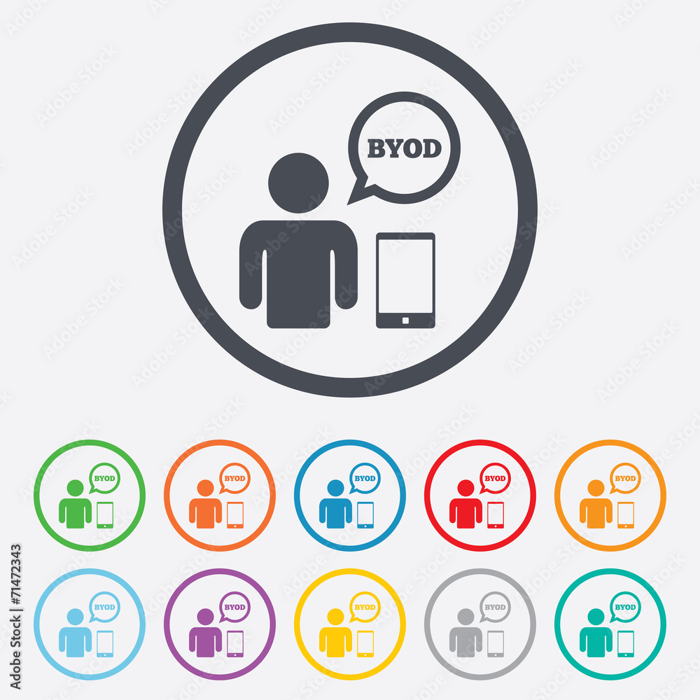 BYOD sign icon. Bring your own device symbol. BYOD sign icon. Bring your own device symbol.