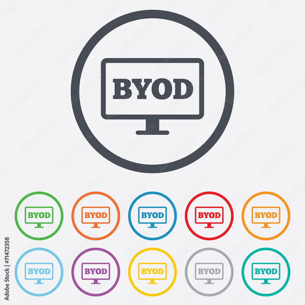 BYOD sign icon. Bring your own device symbol. BYOD sign icon. Bring your own device symbol.