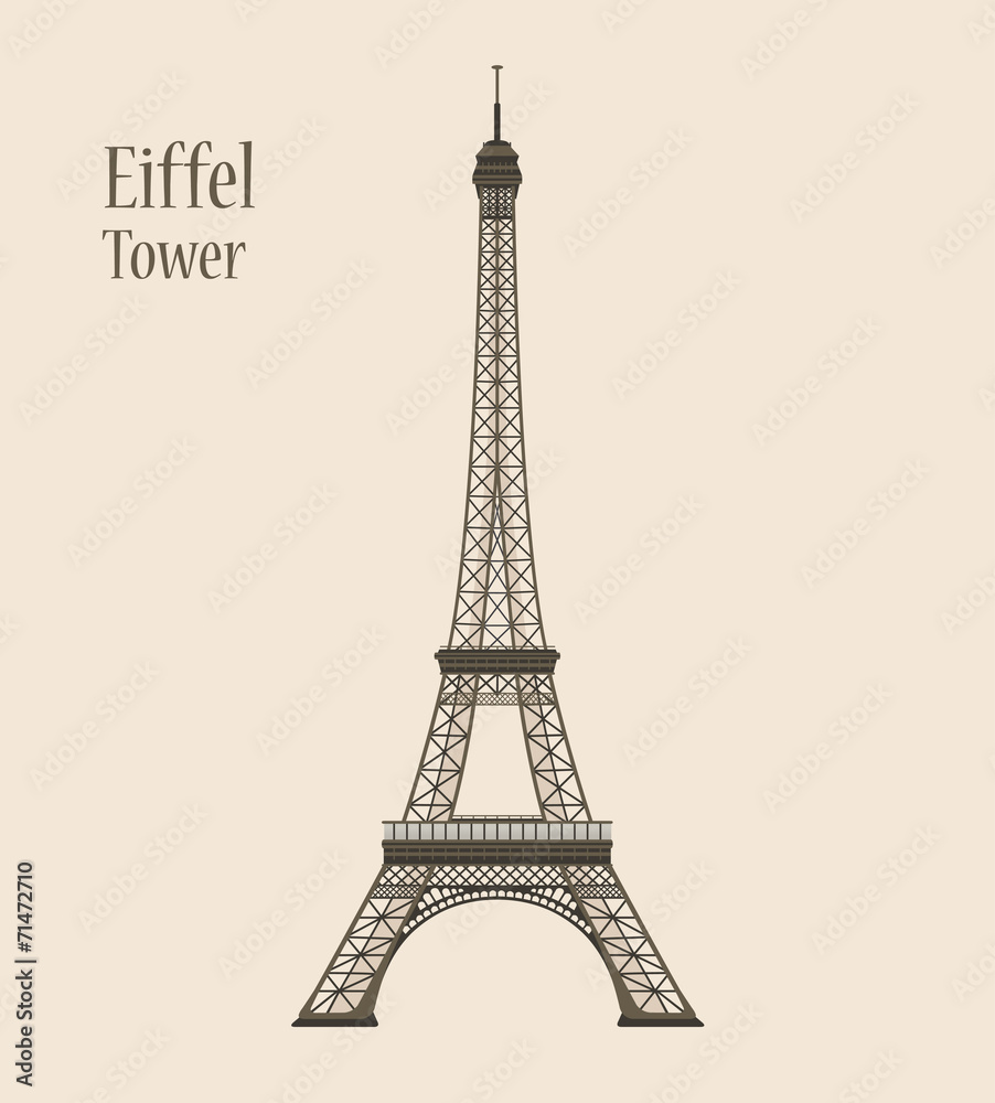 Eiffel Tower in Paris - Silhouette Vector Illustration