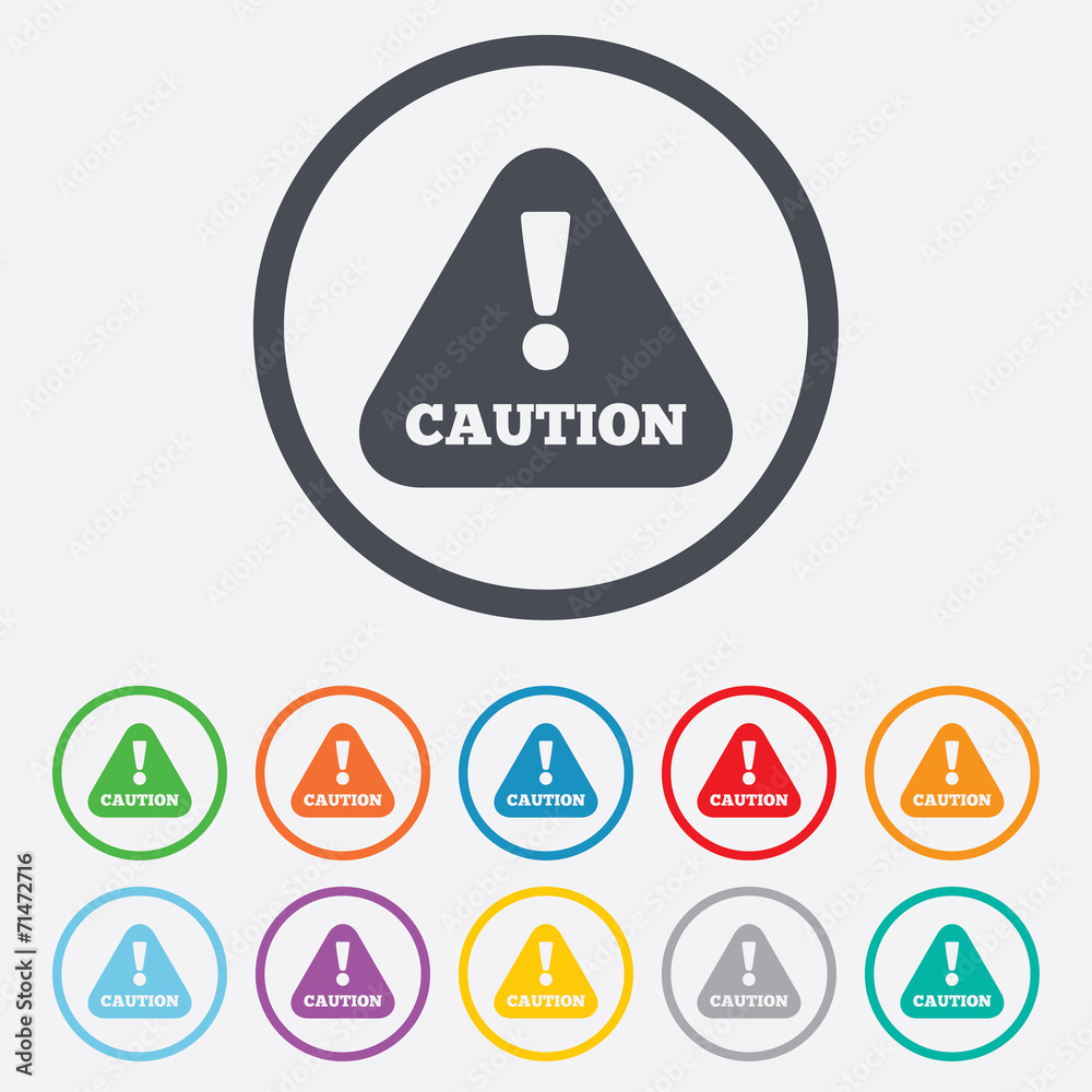 Attention caution sign icon. Exclamation mark. Attention caution sign icon. Exclamation mark.