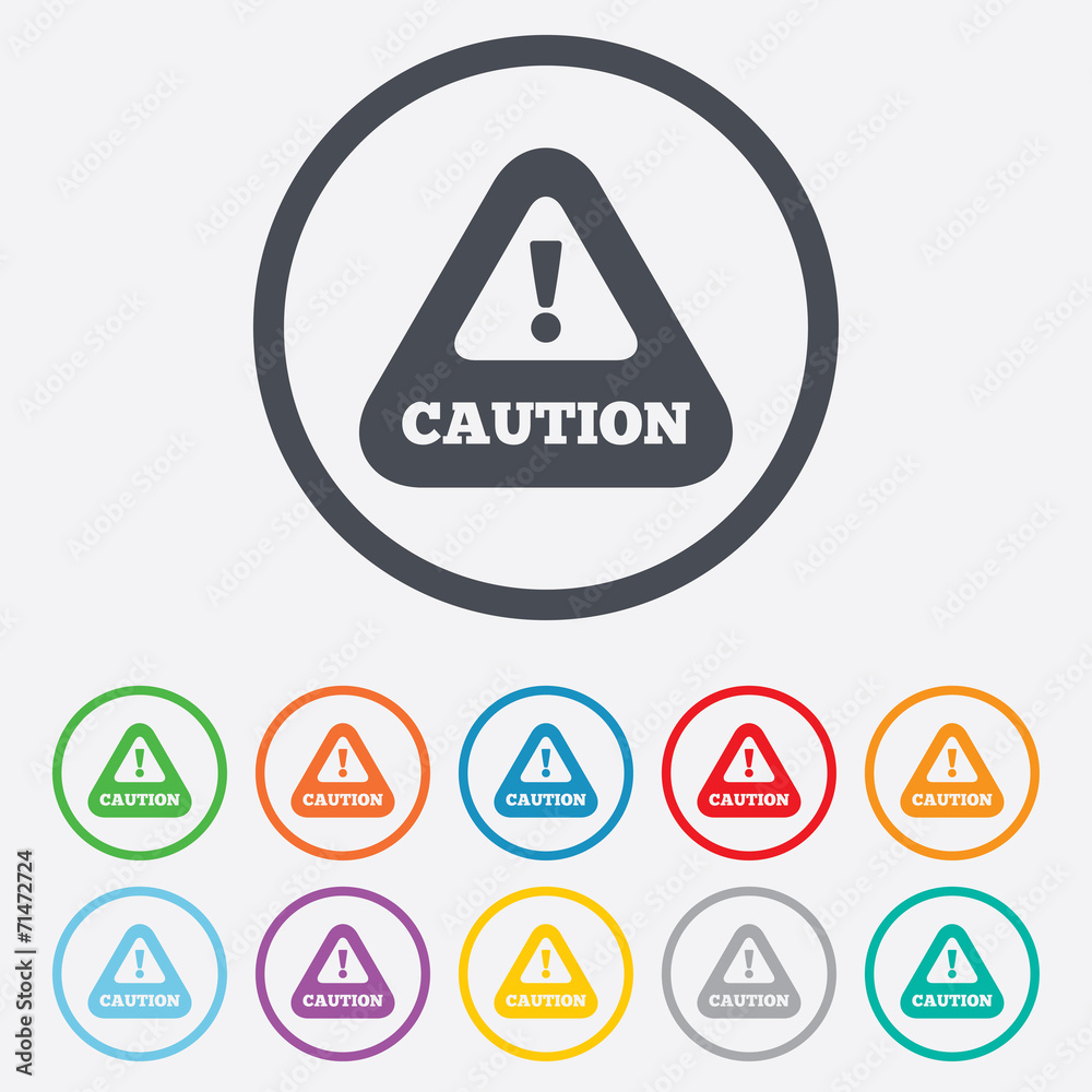 Attention caution sign icon. Exclamation mark. Attention caution sign icon. Exclamation mark.
