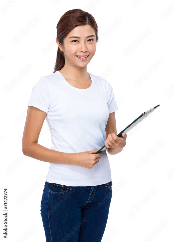 Woman with clipboard
