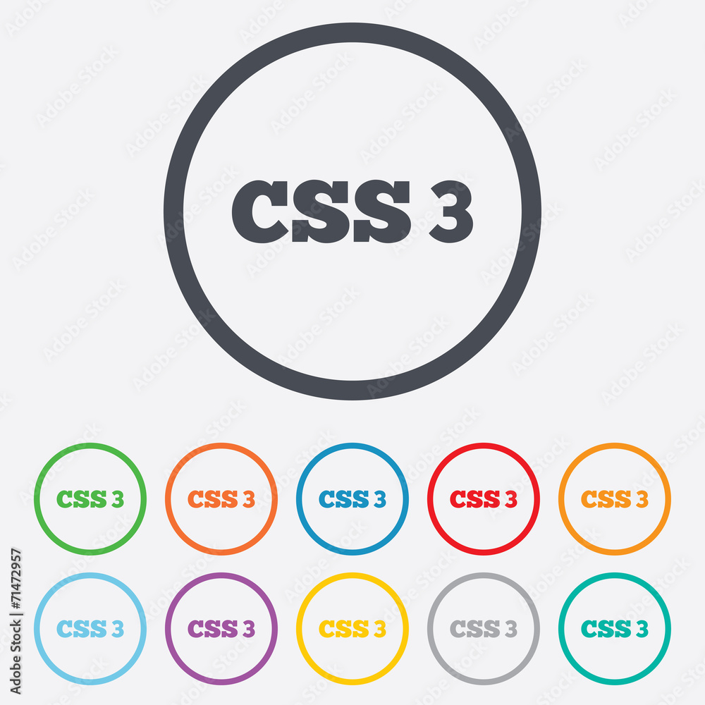 CSS3 sign icon. Cascading Style Sheets symbol. CSS3 sign icon. Cascading Style Sheets symbol.