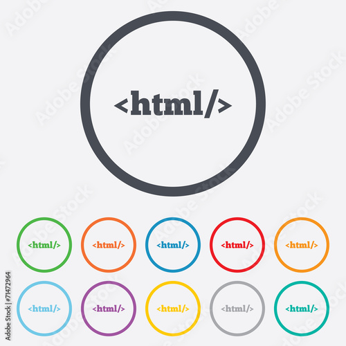 HTML sign icon. Markup language symbol.
